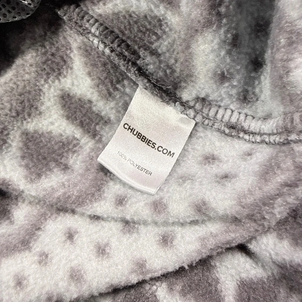Chubbies Mens Grey Fair Isle Bear Fleece Quarter Zip‎ Pullover Sweater Medium